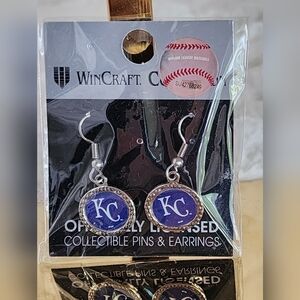 Kansas City Royals Baseball Silver Earrings